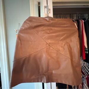 zeagoo Tan Faux Leather Mini Skirt
